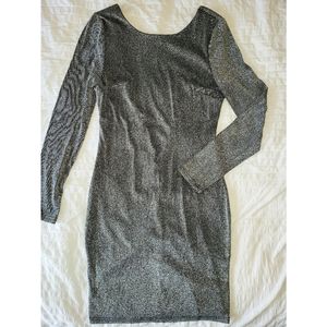Sparkly Grey Long Sleeve Bodycon Dress